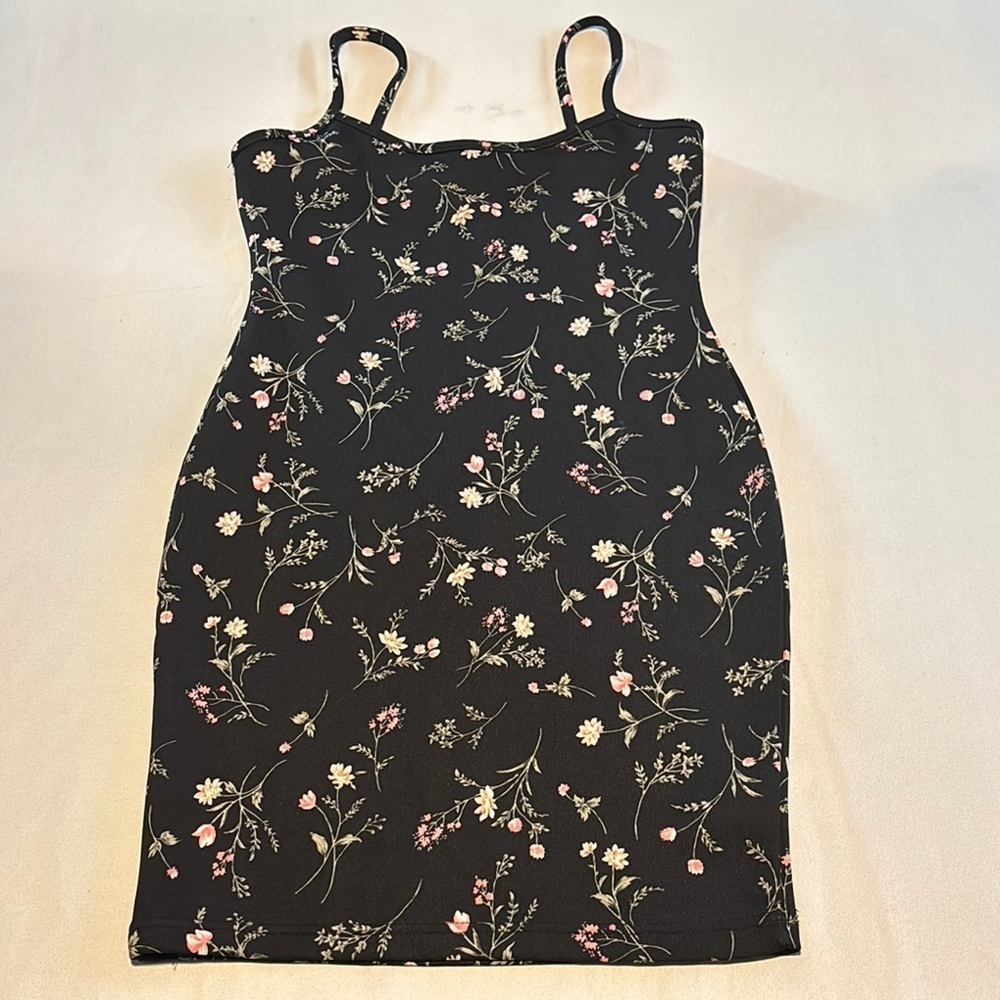 Y2K Charlotte Ruse Floral Black Dress with Pink and White Accents